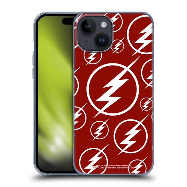 The Flash TV Series Logos Pattern Soft Gel Case for Apple iPhone 15