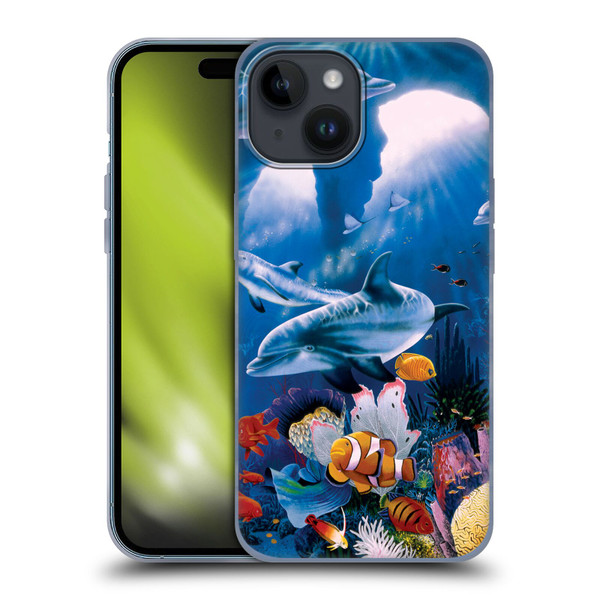 Graeme Stevenson Assorted Designs Dolphins Soft Gel Case for Apple iPhone 15