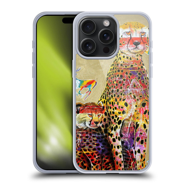 Graeme Stevenson Colourful Wildlife Cheetah Soft Gel Case for Apple iPhone 15 Pro Max