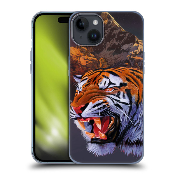 Graeme Stevenson Wildlife Tiger Soft Gel Case for Apple iPhone 15 Plus