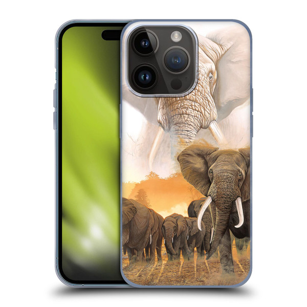 Graeme Stevenson Wildlife Elephants Soft Gel Case for Apple iPhone 15 Pro