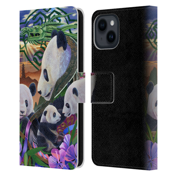 Graeme Stevenson Wildlife Pandas Leather Book Wallet Case Cover For Apple iPhone 15