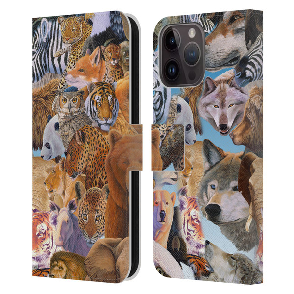 Graeme Stevenson Wildlife Animals Leather Book Wallet Case Cover For Apple iPhone 15 Pro Max