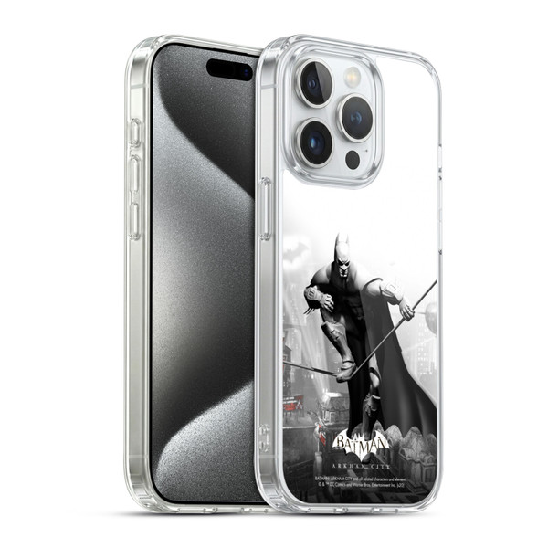 Batman Arkham City Key Art Comic Book Cover Soft Gel Case for Apple iPhone 15 Pro & MagSafe
