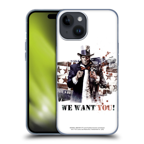 Batman Arkham City Graphics Two-Face We Want You Soft Gel Case for Apple iPhone 15