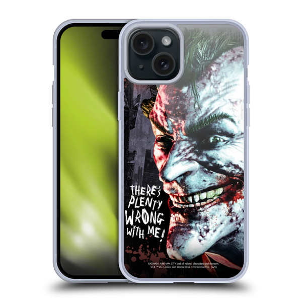 Batman Arkham City Graphics Joker Wrong With Me Soft Gel Case for Apple iPhone 15 Plus