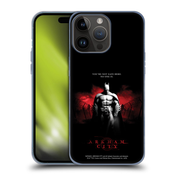 Batman Arkham City Graphics Batman Not Safe Here Soft Gel Case for Apple iPhone 15 Pro Max
