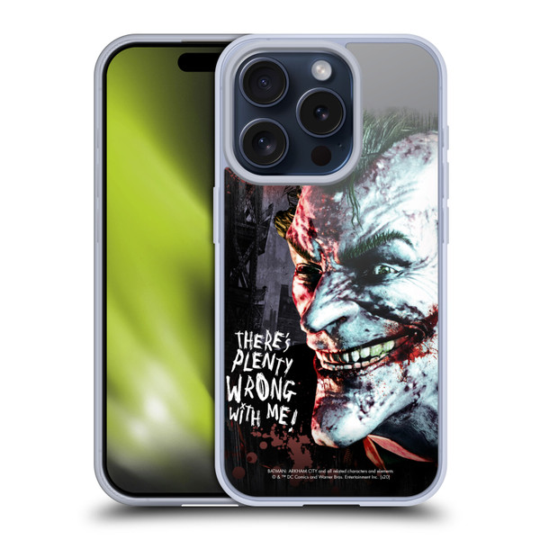 Batman Arkham City Graphics Joker Wrong With Me Soft Gel Case for Apple iPhone 15 Pro