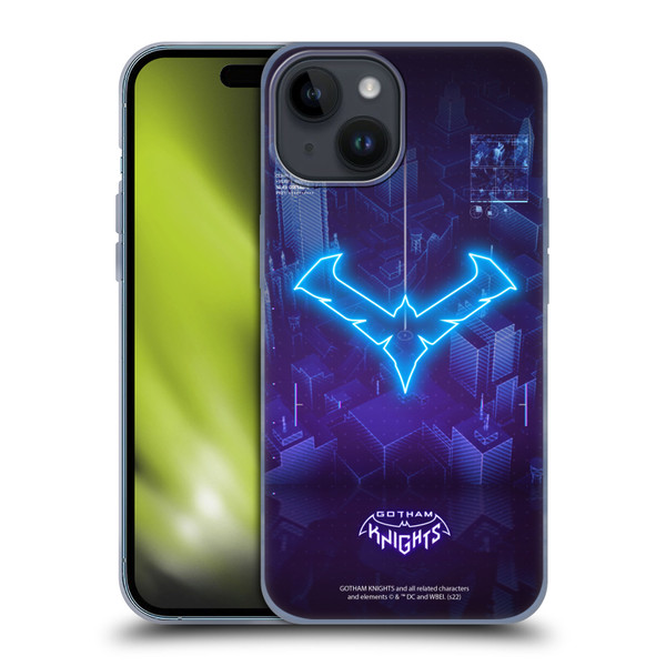 Gotham Knights Character Art Nightwing Soft Gel Case for Apple iPhone 15