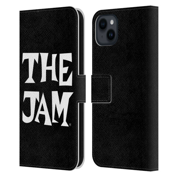 The Jam Key Art Black White Logo Leather Book Wallet Case Cover For Apple iPhone 15 Plus