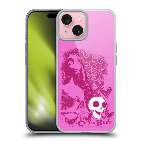 Corpse Bride Key Art Pink Distressed Look Soft Gel Case for Apple iPhone 15 & MagSafe