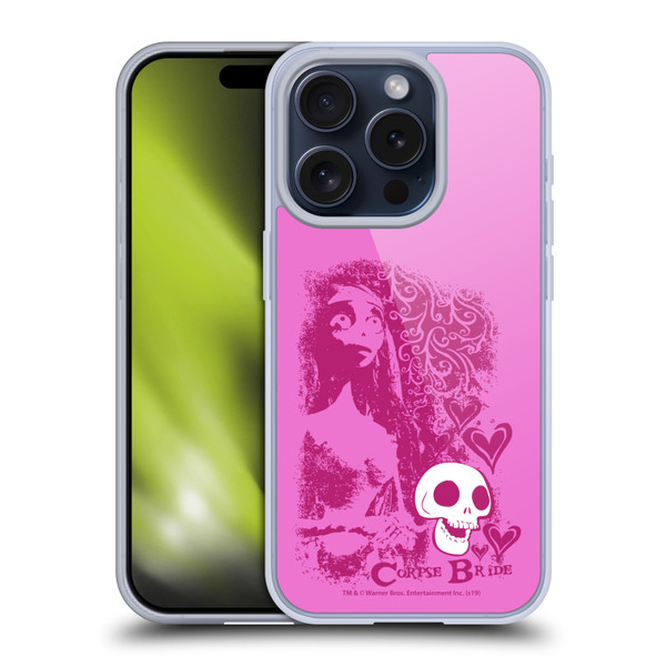 Corpse Bride Key Art Pink Distressed Look Soft Gel Case for Apple iPhone 15 Pro & MagSafe