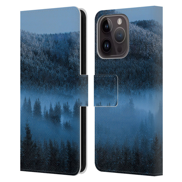 Patrik Lovrin Magical Foggy Landscape Magical Fog Over Snowy Forest Leather Book Wallet Case Cover For Apple iPhone 15 Pro