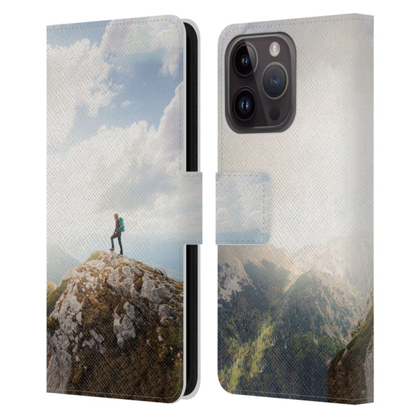 Patrik Lovrin Wanderlust Mountain Wanderer Leather Book Wallet Case Cover For Apple iPhone 15 Pro