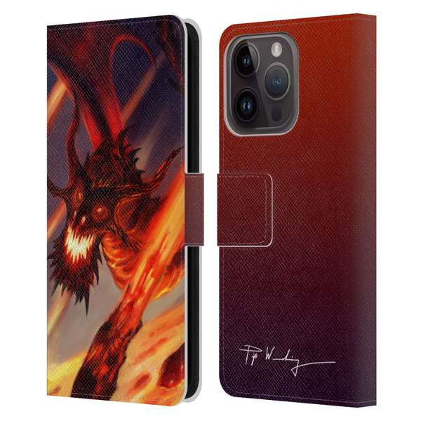 Piya Wannachaiwong Dragons Of Fire Soar Leather Book Wallet Case Cover For Apple iPhone 15 Pro