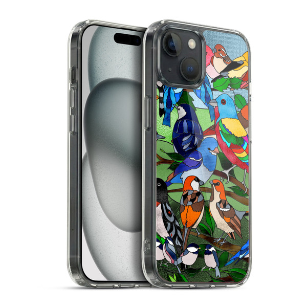 Suzan Lind Birds Stained Glass Soft Gel Case for Apple iPhone 15 Plus & MagSafe