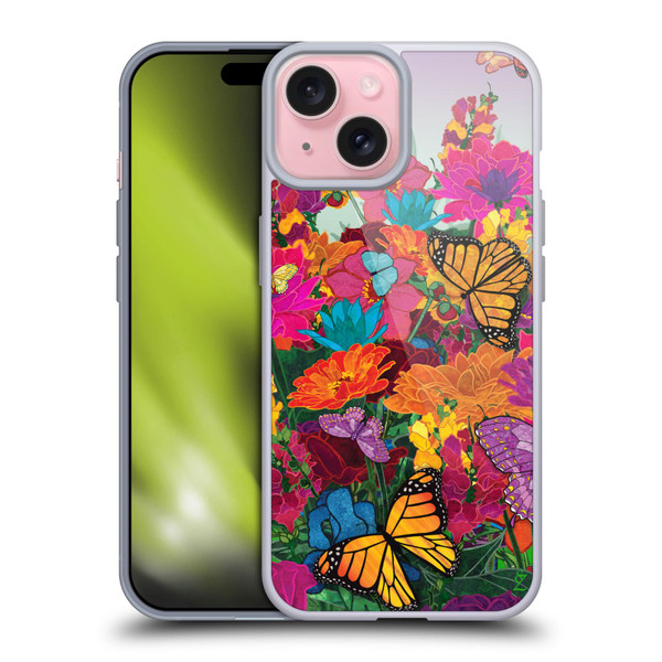 Suzan Lind Butterflies Garden Soft Gel Case for Apple iPhone 15