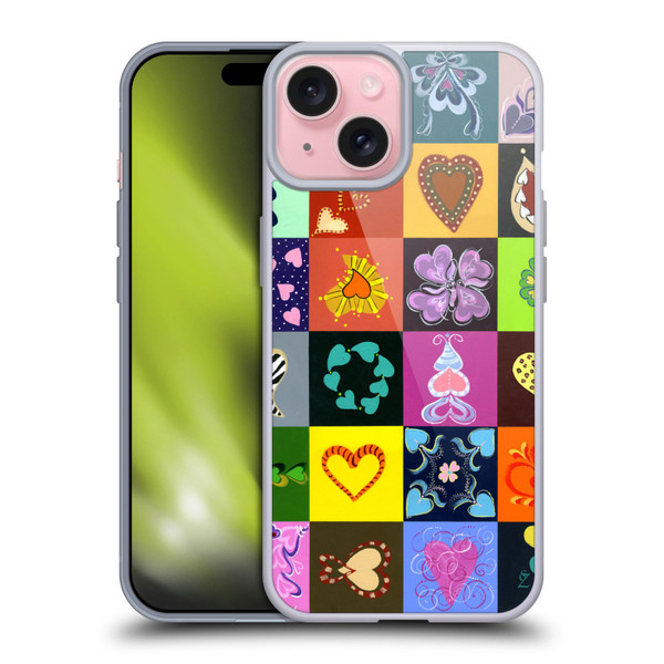 Suzan Lind Colours & Patterns Heart Quilt Soft Gel Case for Apple iPhone 15