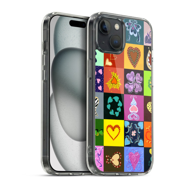 Suzan Lind Colours & Patterns Heart Quilt Soft Gel Case for Apple iPhone 15 Plus & MagSafe