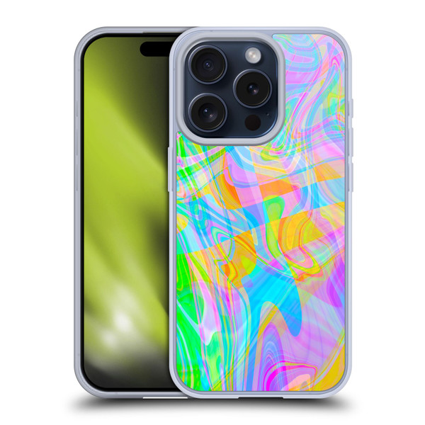Suzan Lind Marble Abstract Rainbow Soft Gel Case for Apple iPhone 15 Pro
