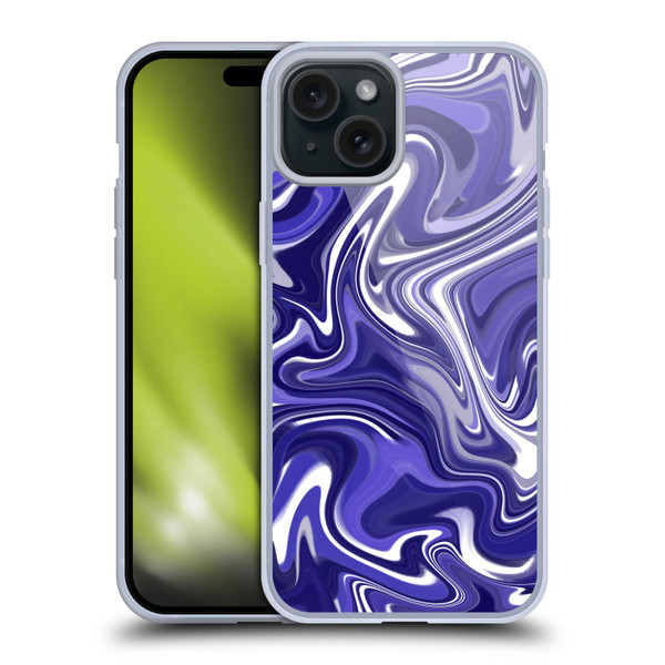 Suzan Lind Marble 2 Dark Violet Soft Gel Case for Apple iPhone 15 Plus