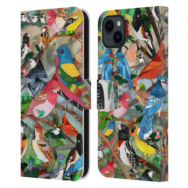 Suzan Lind Birds Medley 2 Leather Book Wallet Case Cover For Apple iPhone 15 Plus