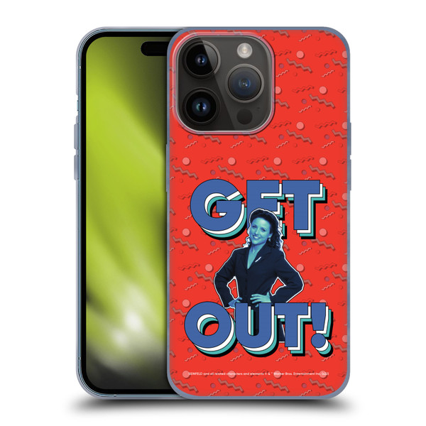 Seinfeld Graphics Get Out! Soft Gel Case for Apple iPhone 15 Pro