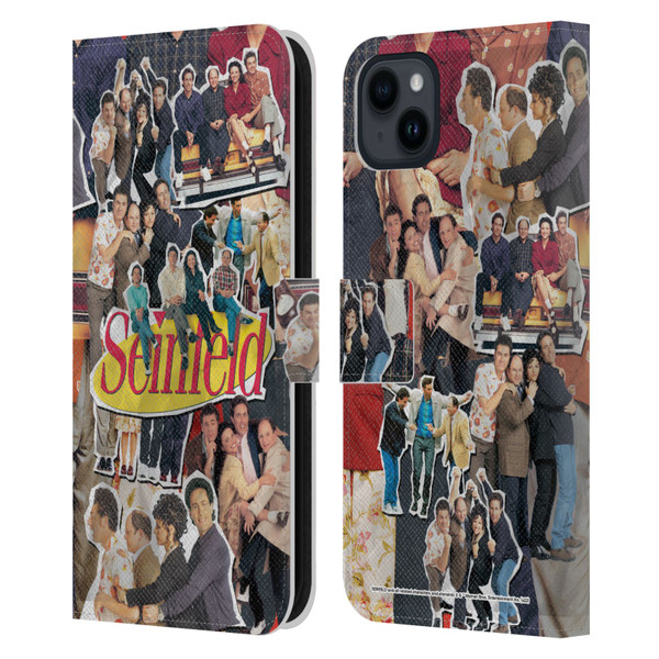 Seinfeld Graphics Collage Leather Book Wallet Case Cover For Apple iPhone 15 Plus