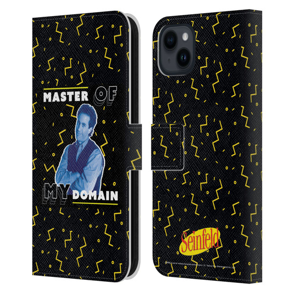 Seinfeld Graphics Master Of My Domain Leather Book Wallet Case Cover For Apple iPhone 15 Plus