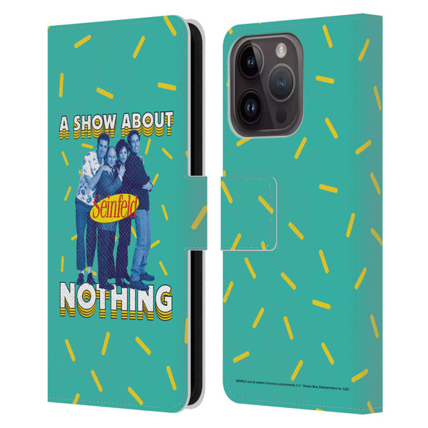 Seinfeld Graphics A Show About Nothing Leather Book Wallet Case Cover For Apple iPhone 15 Pro