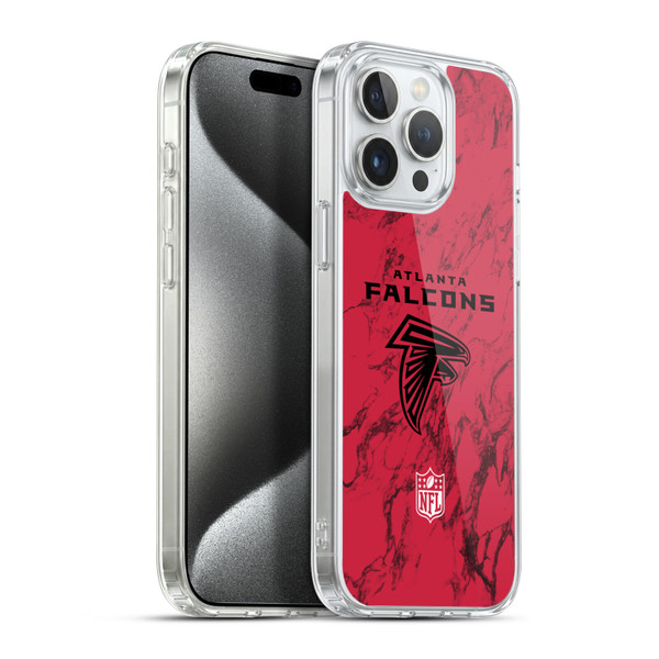 NFL Atlanta Falcons Graphics Coloured Marble Soft Gel Case for Apple iPhone 15 Pro Max & MagSafe