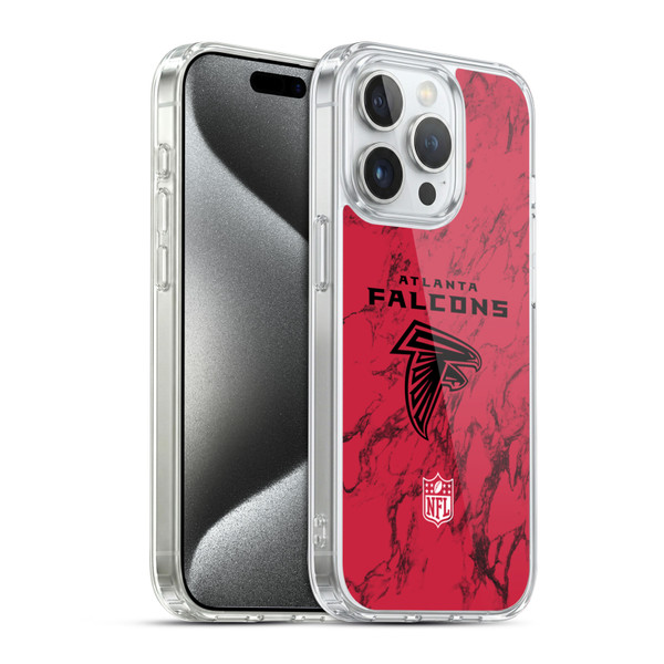 NFL Atlanta Falcons Graphics Coloured Marble Soft Gel Case for Apple iPhone 15 Pro & MagSafe