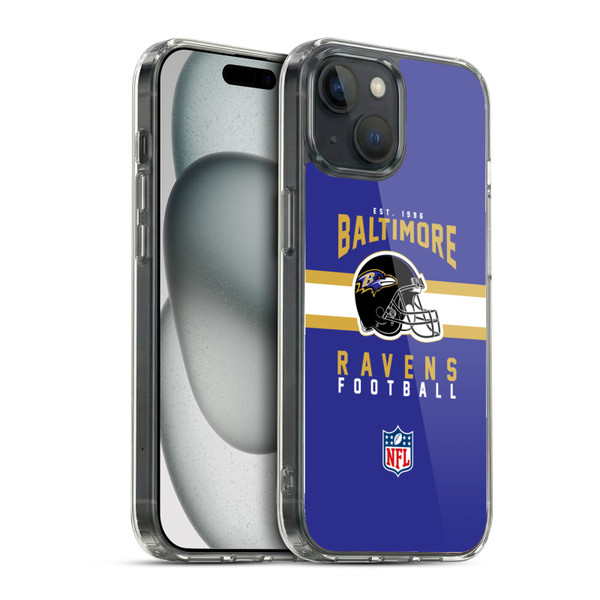 NFL Baltimore Ravens Graphics Helmet Typography Soft Gel Case for Apple iPhone 15 & MagSafe