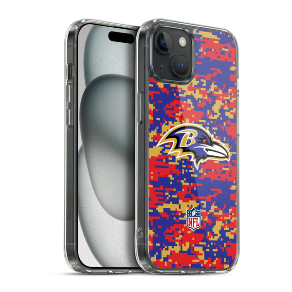 NFL Baltimore Ravens Graphics Digital Camouflage Soft Gel Case for Apple iPhone 15 Plus & MagSafe