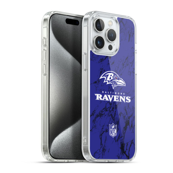 NFL Baltimore Ravens Graphics Coloured Marble Soft Gel Case for Apple iPhone 15 Pro Max & MagSafe