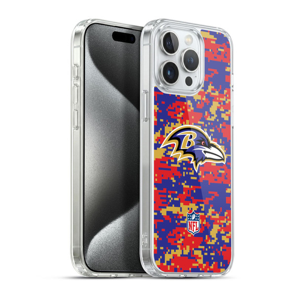 NFL Baltimore Ravens Graphics Digital Camouflage Soft Gel Case for Apple iPhone 15 Pro Max & MagSafe
