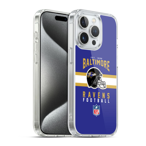 NFL Baltimore Ravens Graphics Helmet Typography Soft Gel Case for Apple iPhone 15 Pro & MagSafe