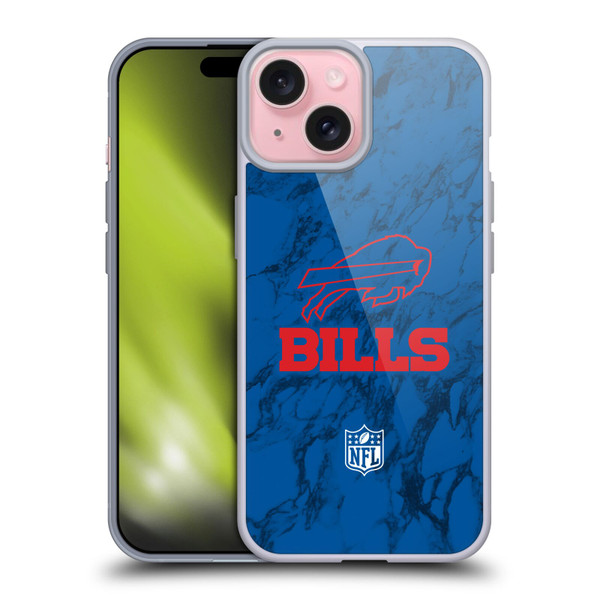 NFL Buffalo Bills Graphics Coloured Marble Soft Gel Case for Apple iPhone 15