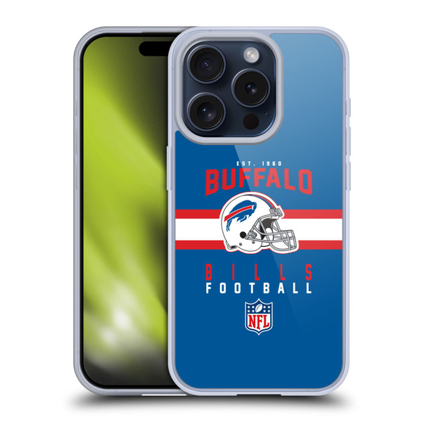 NFL Buffalo Bills Graphics Helmet Typography Soft Gel Case for Apple iPhone 15 Pro