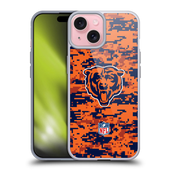 NFL Chicago Bears Graphics Digital Camouflage Soft Gel Case for Apple iPhone 15