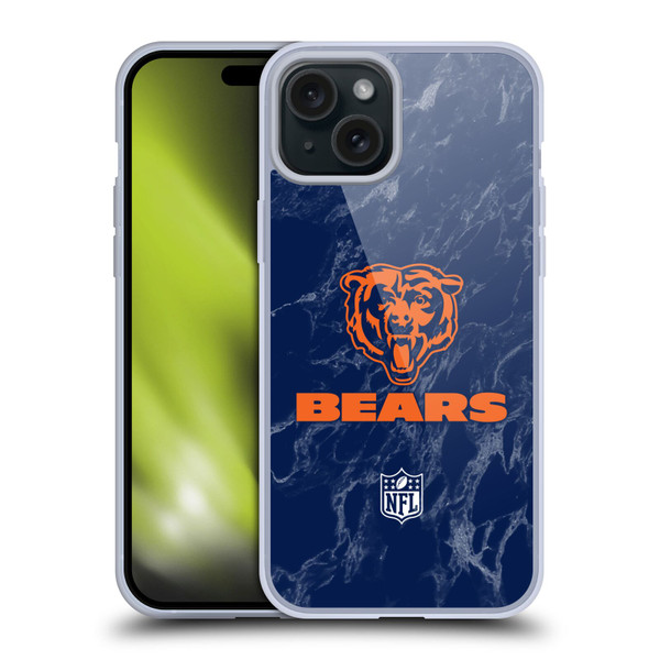 NFL Chicago Bears Graphics Coloured Marble Soft Gel Case for Apple iPhone 15 Plus