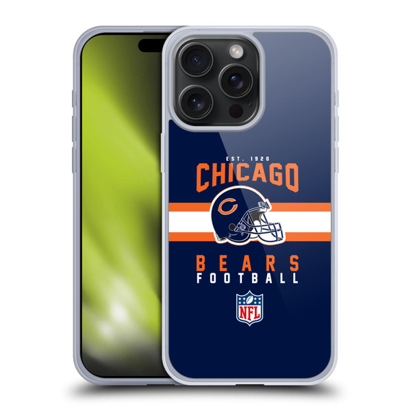 NFL Chicago Bears Graphics Helmet Typography Soft Gel Case for Apple iPhone 15 Pro Max