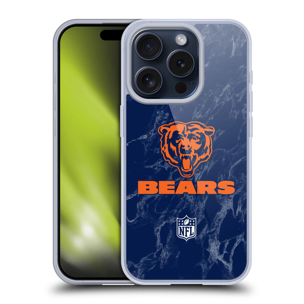 NFL Chicago Bears Graphics Coloured Marble Soft Gel Case for Apple iPhone 15 Pro