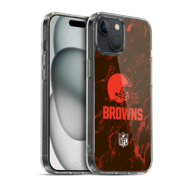 NFL Cleveland Browns Graphics Coloured Marble Soft Gel Case for Apple iPhone 15 & MagSafe