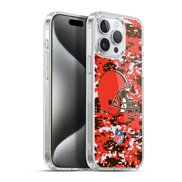 NFL Cleveland Browns Graphics Digital Camouflage Soft Gel Case for Apple iPhone 15 Pro Max & MagSafe
