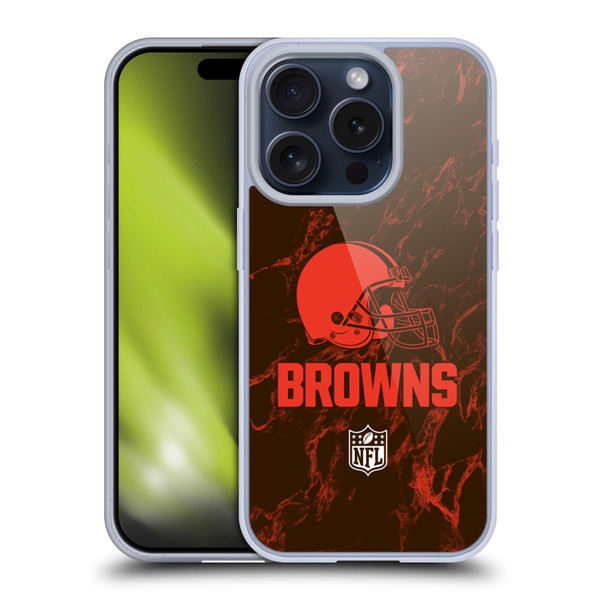 NFL Cleveland Browns Graphics Coloured Marble Soft Gel Case for Apple iPhone 15 Pro