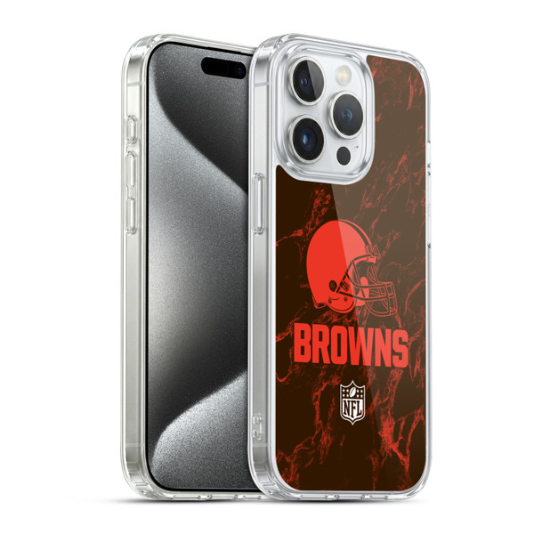NFL Cleveland Browns Graphics Coloured Marble Soft Gel Case for Apple iPhone 15 Pro & MagSafe