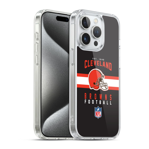 NFL Cleveland Browns Graphics Helmet Typography Soft Gel Case for Apple iPhone 15 Pro & MagSafe