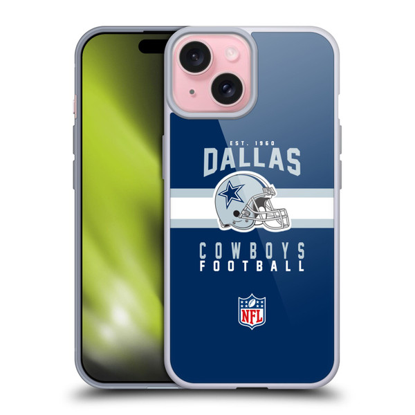 NFL Dallas Cowboys Graphics Helmet Typography Soft Gel Case for Apple iPhone 15