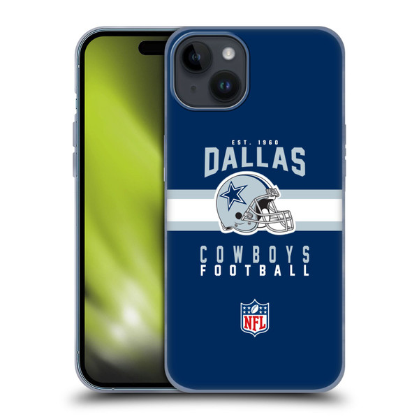 NFL Dallas Cowboys Graphics Helmet Typography Soft Gel Case for Apple iPhone 15 Plus